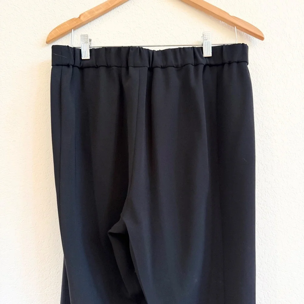 Theory Thorene Admiral Crepe Tapered Dress Pants Black Elastic Waist Size L